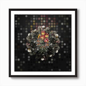 Vintage Turban Lily Flower Wreath on Dot Bokeh Pattern n.0613 Art Print