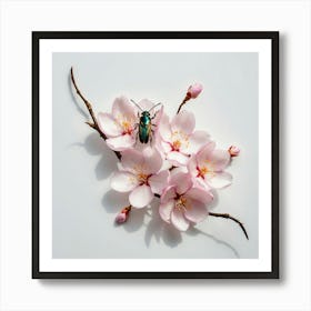 Beetle On Cherry Blossom Art Print