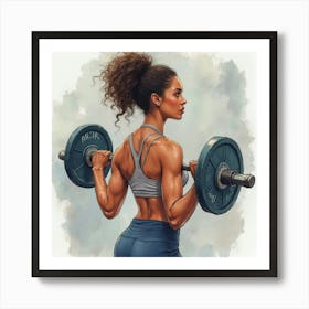 African American Woman Weightlifting Art Print