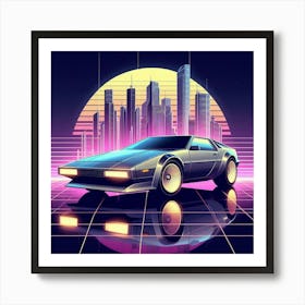 80s Retro Futuristic Car 1 Art Print