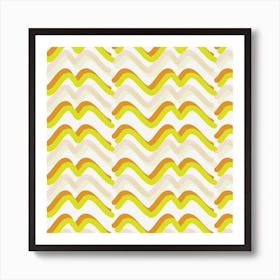 Wavy Orange Lime Stripes Art Print