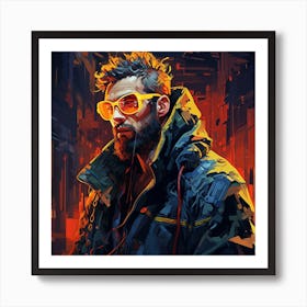 Cyberpunk Man In Sunglasses Art Print