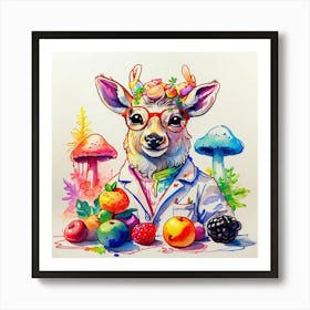 Deer In Glasses 7 Art Print