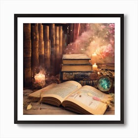 Shabby chic dreamy mist pastel junk journals old library printabledark academia ephemeravintage book tags swirling magical fairytale abstract art style Art Print