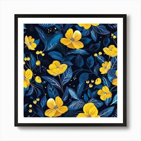 Yellow Flowers Seamless Pattern Art Print