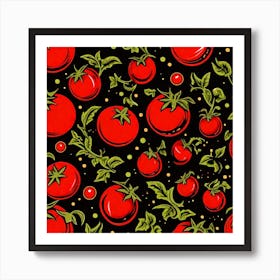 Red Tomatoes On Black Background 7 Art Print