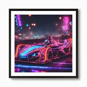 Neon Racing Car Art Print