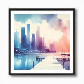 Watercolor Cityscape 1 Art Print