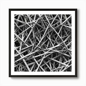 Black And White Image Of A Pile Of Sticks Art Print