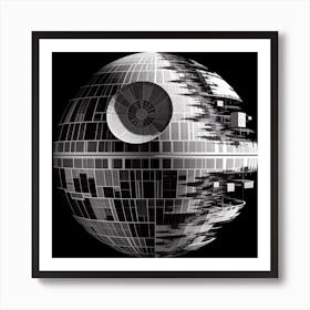 The Death Star: A Symphony of Light and Shadow in Black and White 1 Art Print