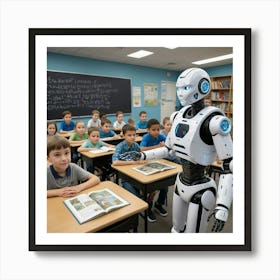 Robot In Classroom 8 Art Print