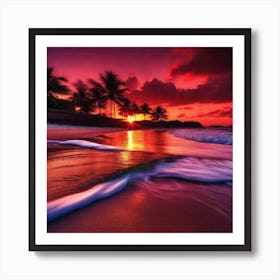 Sunset At The Beach 171 Art Print