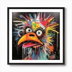 Abstract Crazy Whimsical Rooster 2 Art Print