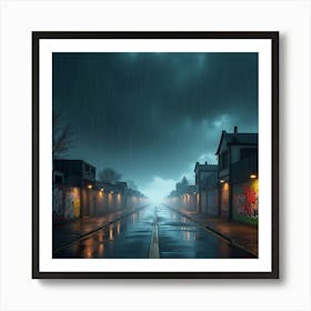 Rainy Night Street Art Print