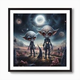 Aliens In Space 1 Art Print