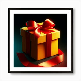 Gift Box With Red Ribbon 4 Art Print