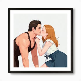 Kissing Couple 10 Art Print