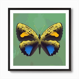 Mechanical Butterfly The Callicore Aegina On A Green Background Art Print