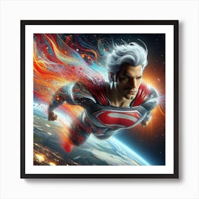Superman In Space 2 Art Print