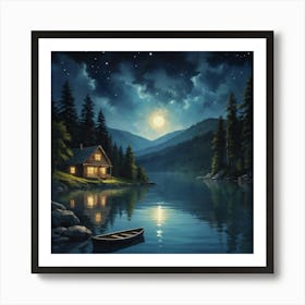 Night On The Lake Art Print 2 Art Print