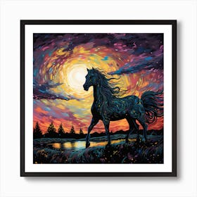 Horse At Sunset Poster