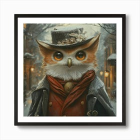 Owl In Winter Art Art Print