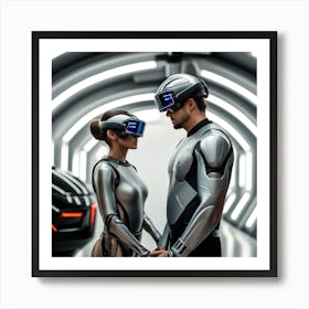 Futuristic Couple In Futuristic Space 2 Art Print