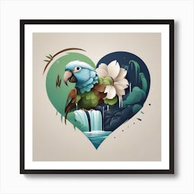 Heart Parrot Art Print