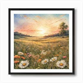 Sunset In The Meadow Art Print