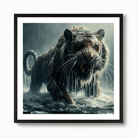 Tiger In The Rain 3 Art Print