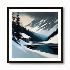 Winter Landscape, Highland Mountain Retreat Art Print