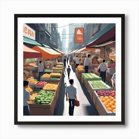 Hong Kong Market Art Print