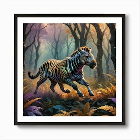 Zebra In The Forest Art Print