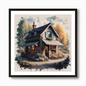 Cottage In The Woods Art Print