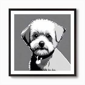 Schnauzer, Black and white illustration, Dog drawing, Dog art, Animal illustration, Pet portrait, Realistic dog art Art Print