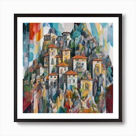 Village On Top Of A Mountain Art Print