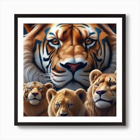 An Intense Close Up Of Lions Tiger  Meticulously Drawn In The Style Of Miki Asais Macro 444696599 Art Print