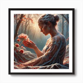 Woman In The Woods Art Print