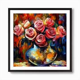 Roses In A Vase Art Print