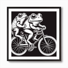 Frogs On A Bike Art Print