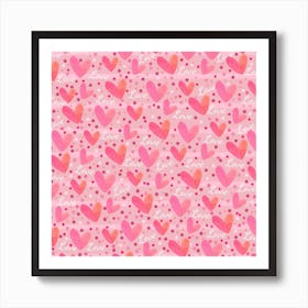 Valentine Romantic Love Watercolor Pink Pattern Texture Art Print