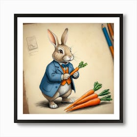 Rabbit With Carrots 22 Art Print