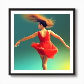 Dancer In Red Dress Art Print