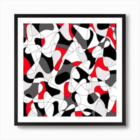 Abstract Red Black And White Art Print