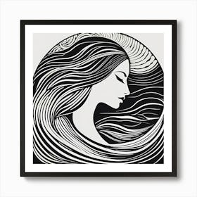 A Linocut inspired woman art, 139 Art Print