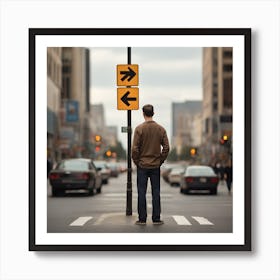 Man Standing On Street Corner Art Print