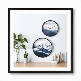 Mountain Landscape Wall Clock Art Print