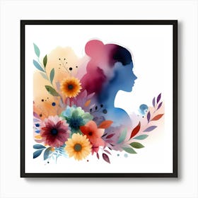 Portrait Of A Woman With Flowers 11 Art Print