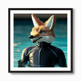 Fox In The Pool 1 Art Print