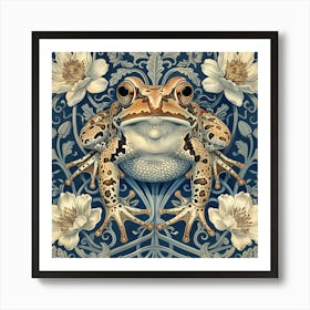 William Morris Inspired Cottage Core Frog Art Print